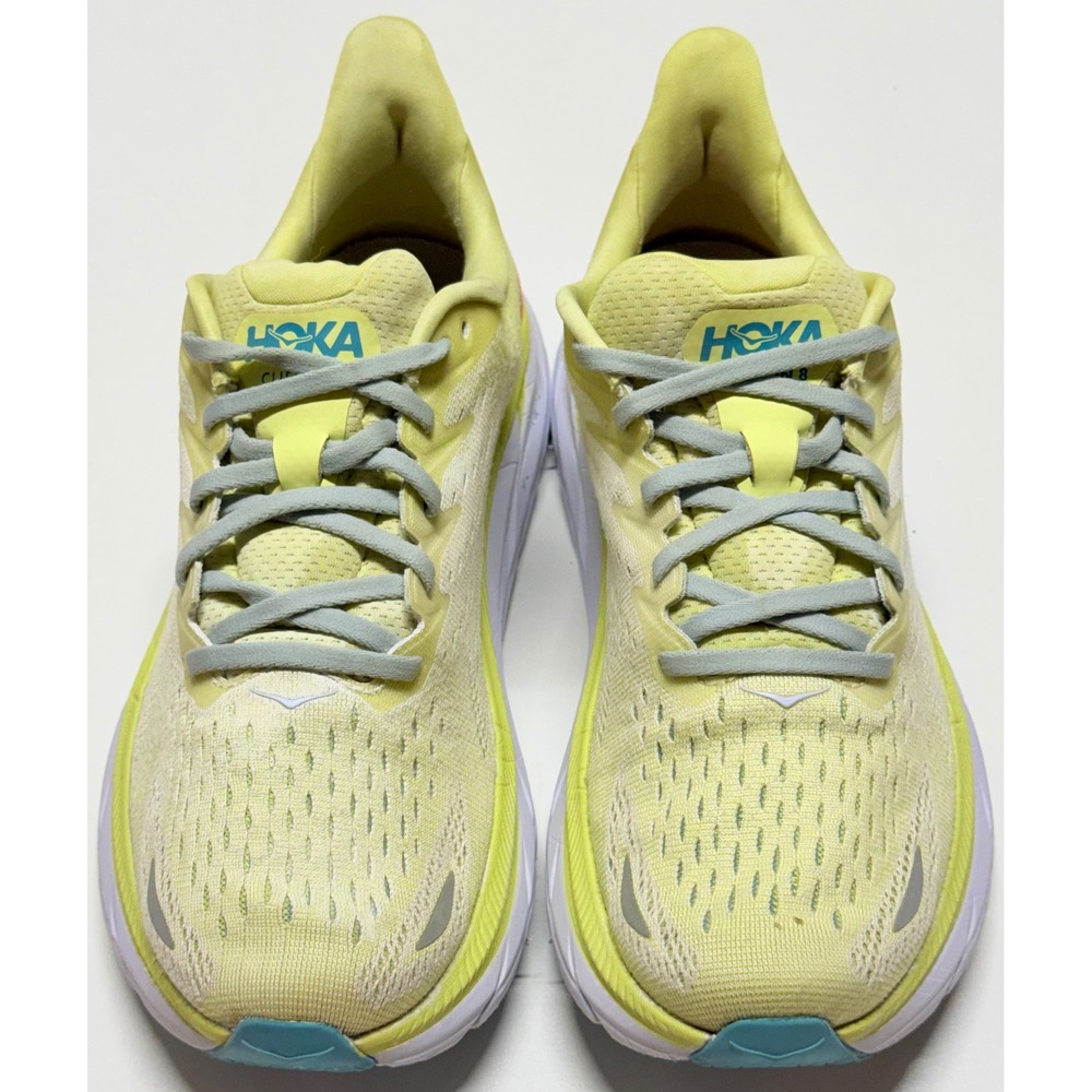Hoka One One Clifton 8 Womens Yellow Teal Running Shoes 1119394 Size 9B - Picture 2 of 5